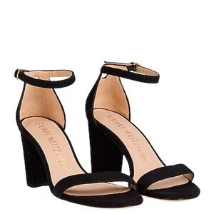 Stuart Weitzman Nearlynude Sandals - Black Suede size 7.5